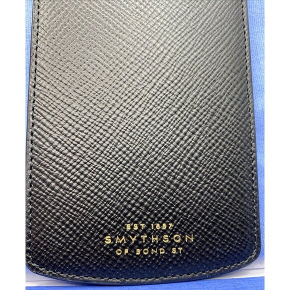 Smythson of Bond Street Panama Glasses Case Black Cross Grain Leather Spain - Picture 12 of 14